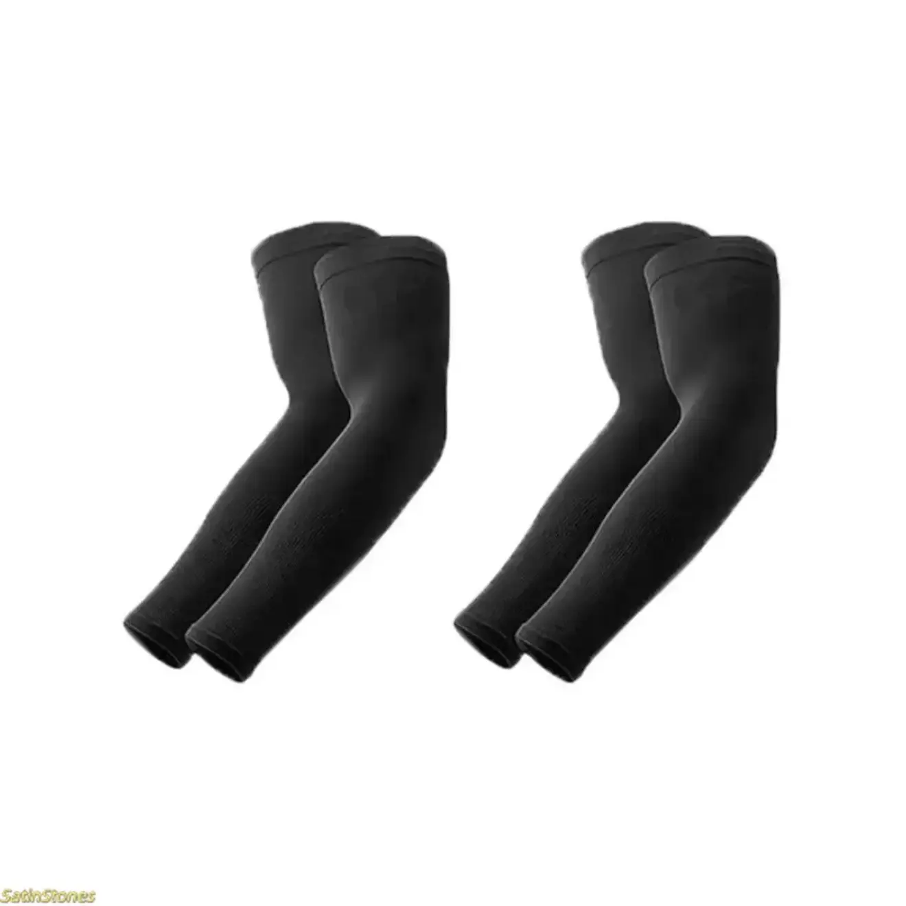 Unisex 2-Pair Ice Fabric Cooling Arm Sleeves - Elastic Cuffs, Breathable Compression Cooling Arm Covers for Summer Cycling, Sun Protection