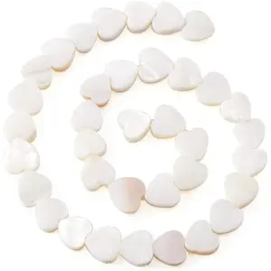 44 count Heart Freshwater Shell Beads Shell Heart Charm Sea Shells for Crafts Seashell Summer  Beach Beads 8x8-9mm for Valentines Day  DIY Crafts Necklace Bracelet Earring