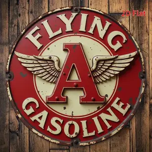 2D flat printing, round metal plaque, vintage gas station sign, Vintage Garage Signs, 8-inch round iron signboard wall art, perfect for home décor, garage, living room porch, and bathroom decorations.