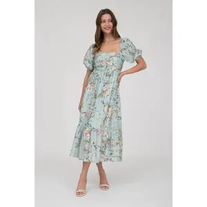 The Floral Pleated Midi Dress | Romantic Bridgerton Inspired Dress