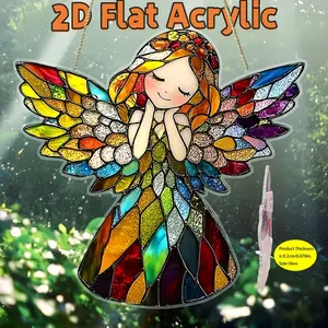 2D Flat - 2D Acrylic Sun Catcher Angel Decoration - Vibrant Rainbow Wings, Perfect for Home, Room, Window, And Door Decor | Ideal for Birthdays, Anniversaries, And Mother'S Day Gifts, 2D Flat Design