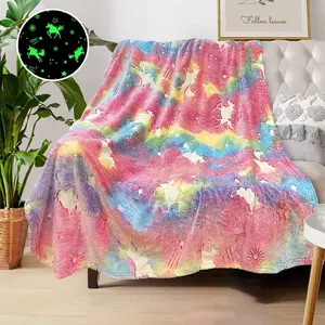 Unicorn Blanket Girls,Glow in The Dark Blankets Girls  Blankets Girls,Personalized Blankets Girls//,Unicorns Gifts Girls  1-12,Soft Fleece Blanket 40''x50''