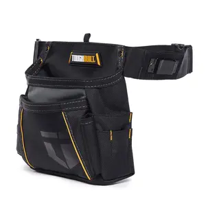 6-pocket Tool Apron, Durable 1680D Fabric Tool Apron with Buckled Belt & Hammer Loop, Multifunctional Portable Tool Bag for Men & Women