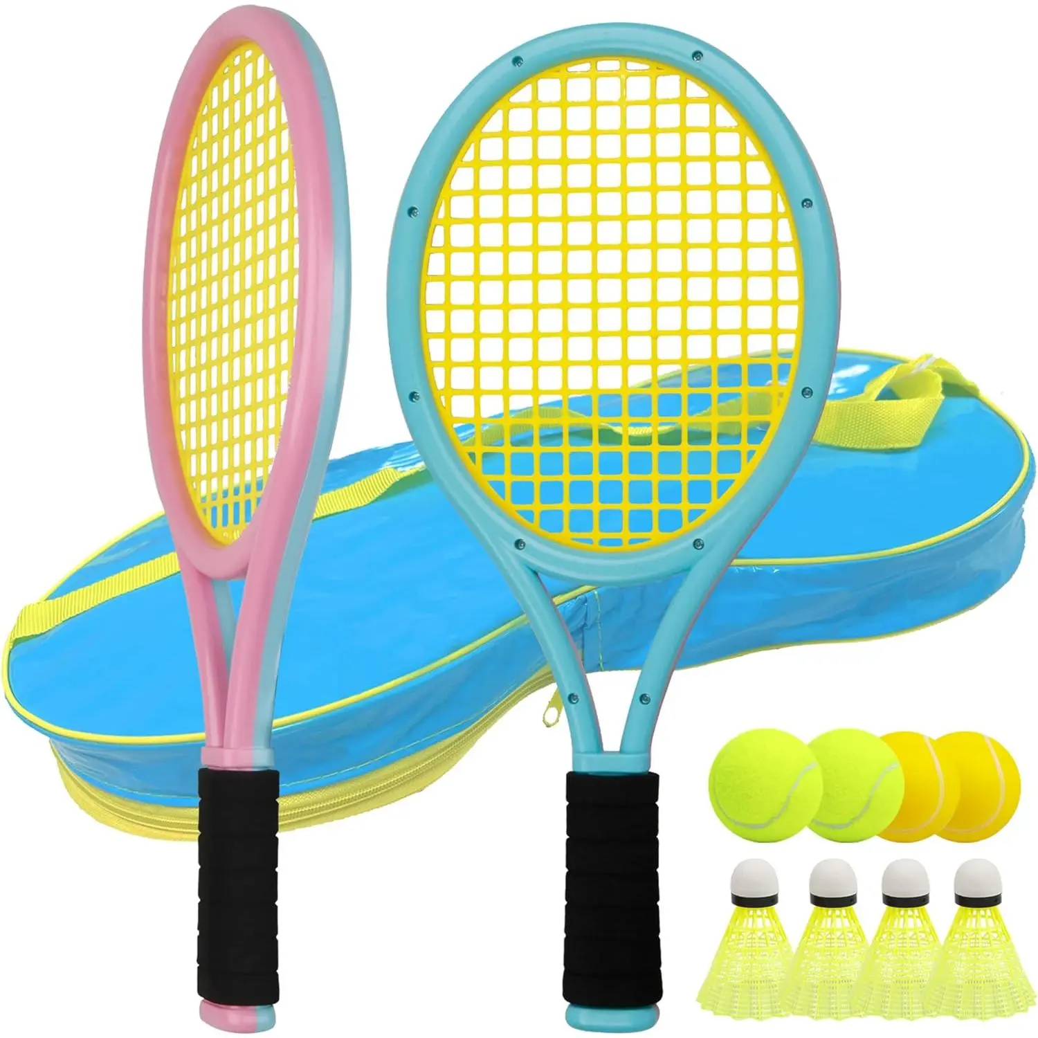 Tennis Racket for , and   3~15, Tennis Racket Set Including 4 Shuttlecocks,2 Tennis Balls,2 Foam Balls and 1 Carrying Bag