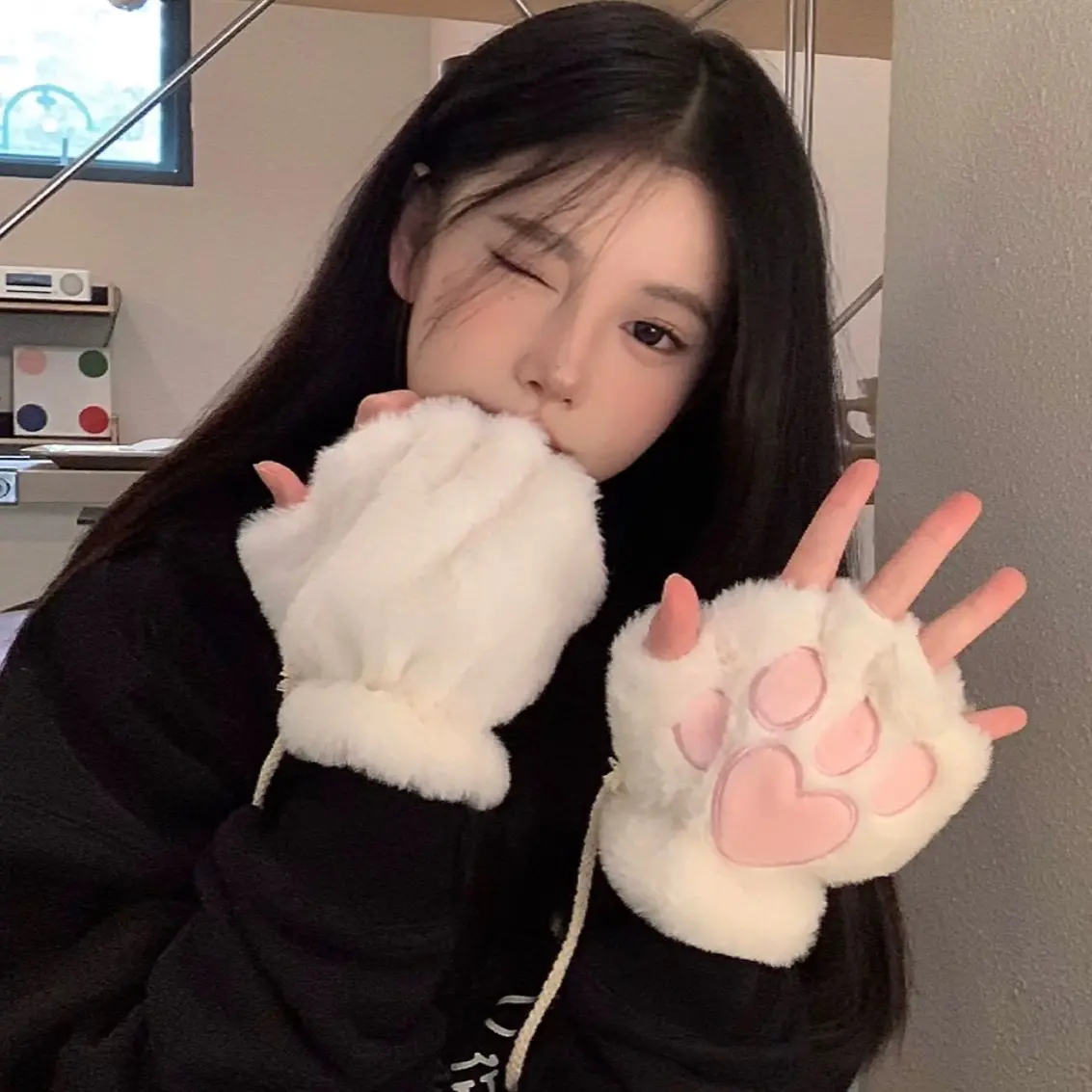 Winter Warm Fashion Cute Kawaii Cat Paw Gloves for Women