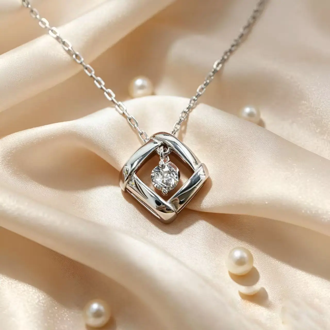 Lab-grown diamond collar necklace made of S925 silver, featuring a 0.15‑carat square radiant lab‑grown diamond.