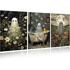 3/6/1 PCS Halloween Diamond Painting Art Set,DIY Diamond Painting Set for Adult Beginners,5D Round Diamond Painting Set,Home Wall Decoration Gift 1/2/3/4/6PCS