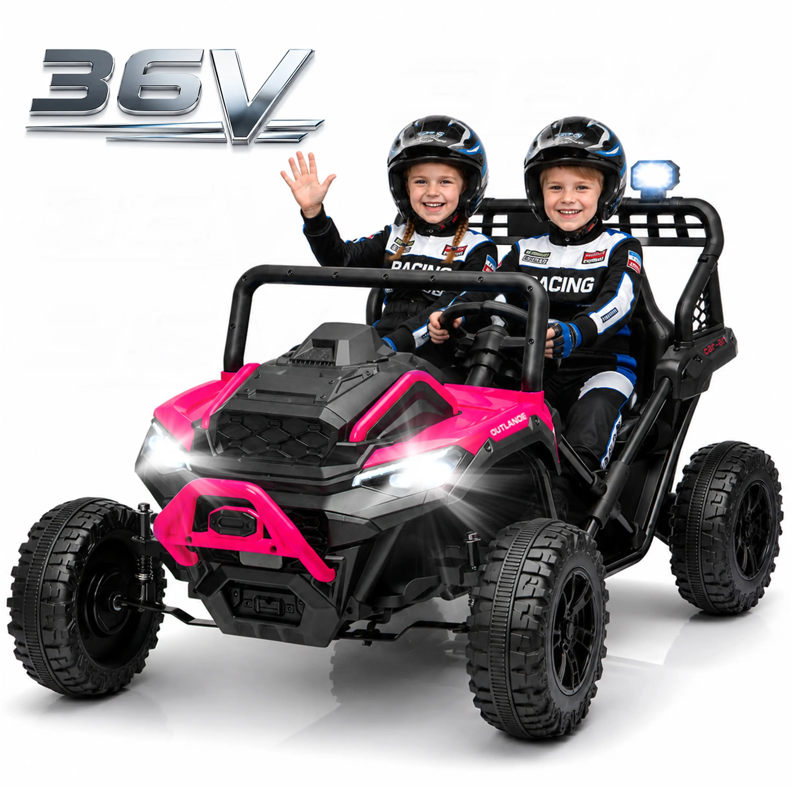 Hotday 36V 600W Two-Seater Ride On Electric UTV for big kids,Speed up to 6.5MPH,20.08in Wider Seat,All-Round Iron Frame Support w/ X Reinforced Iron Frame,Bluetooth,Real Ultimate Off-Road Experience For 4-12