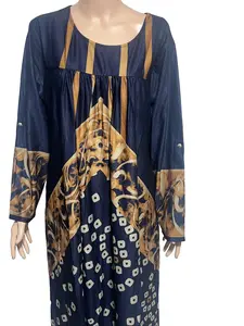 Winter Dress Navy Blue with Gold Accents Geometric Patterns Classic Silhouette Warm Fabric Versatile for Winter Events