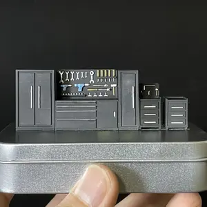 Diorama 1/64 Scale Car Garage Props Model Set Tool Cabinet Workbench Model Repair Workshop Tools Scene Display Model Accessories Gift Toy