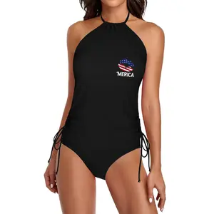 Women's Summer Bikini Set,Sexy Two Piece Swimsuit, America Kiss Print,Tie-up Top Triangle Bottom Swimwear for Beach Pool Honeymoon Great Gift