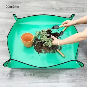 26in Pe Plant Recycled Mat Waterproof Transplant Pad Indoor Planter Pot Flower Pots Succulent Pot Tray Portable Gardening Mat, Durable & Versatile Garden Accessory