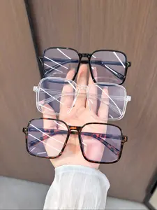 Women's Square Large Frame Glasses, Anti-Fatigue Blue Light Blocking Lightweight Frames, Ideal for Computer Gaming and Home Office Use