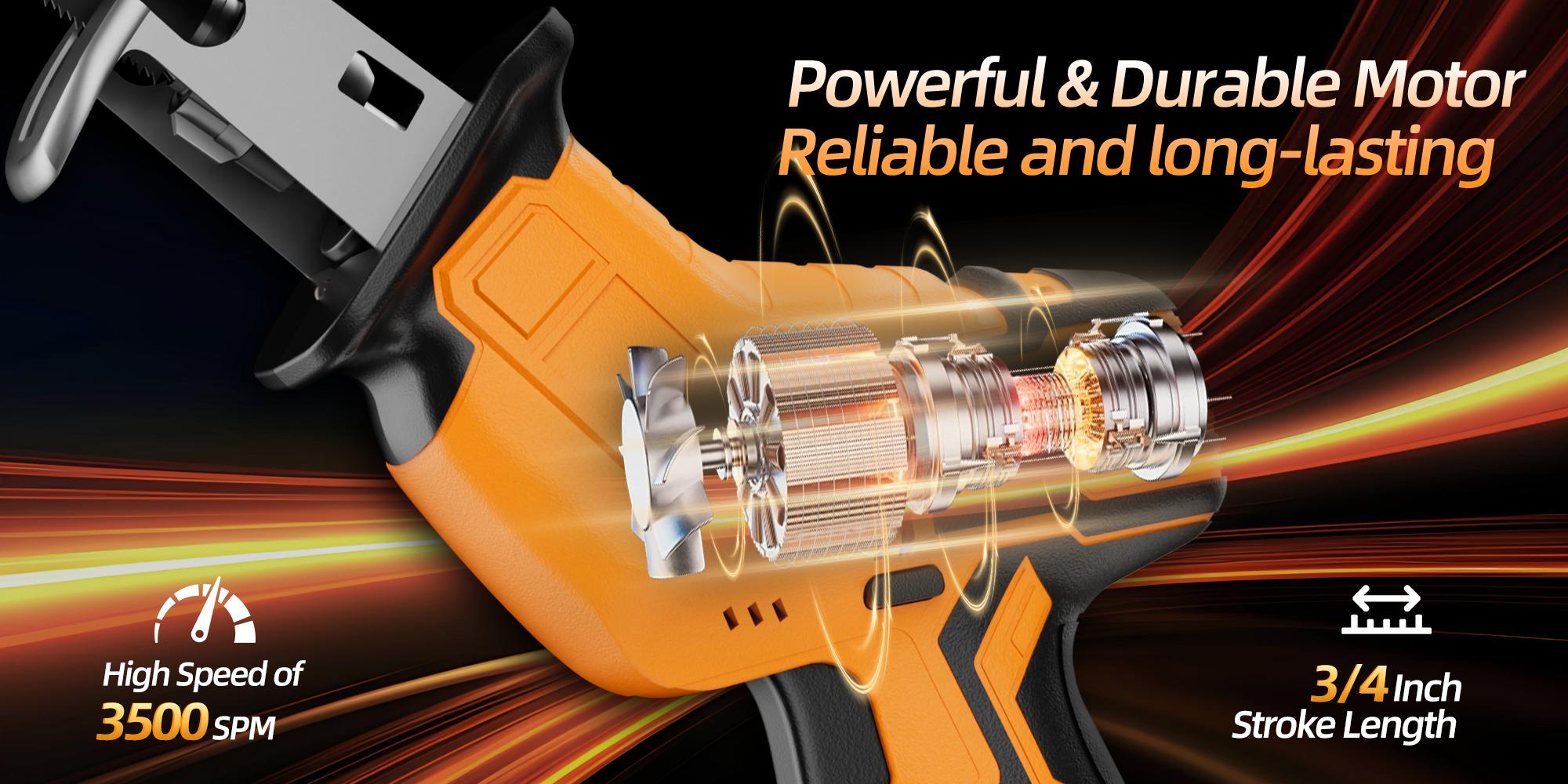 HANWISE's newly upgraded electric reciprocating saw, equipped with LED lighting and safety lock, for multi-purpose cutting, optional 1 or 2 batteries, including replaceable saw blades, discounted tool set, men's gift, Christmas gift