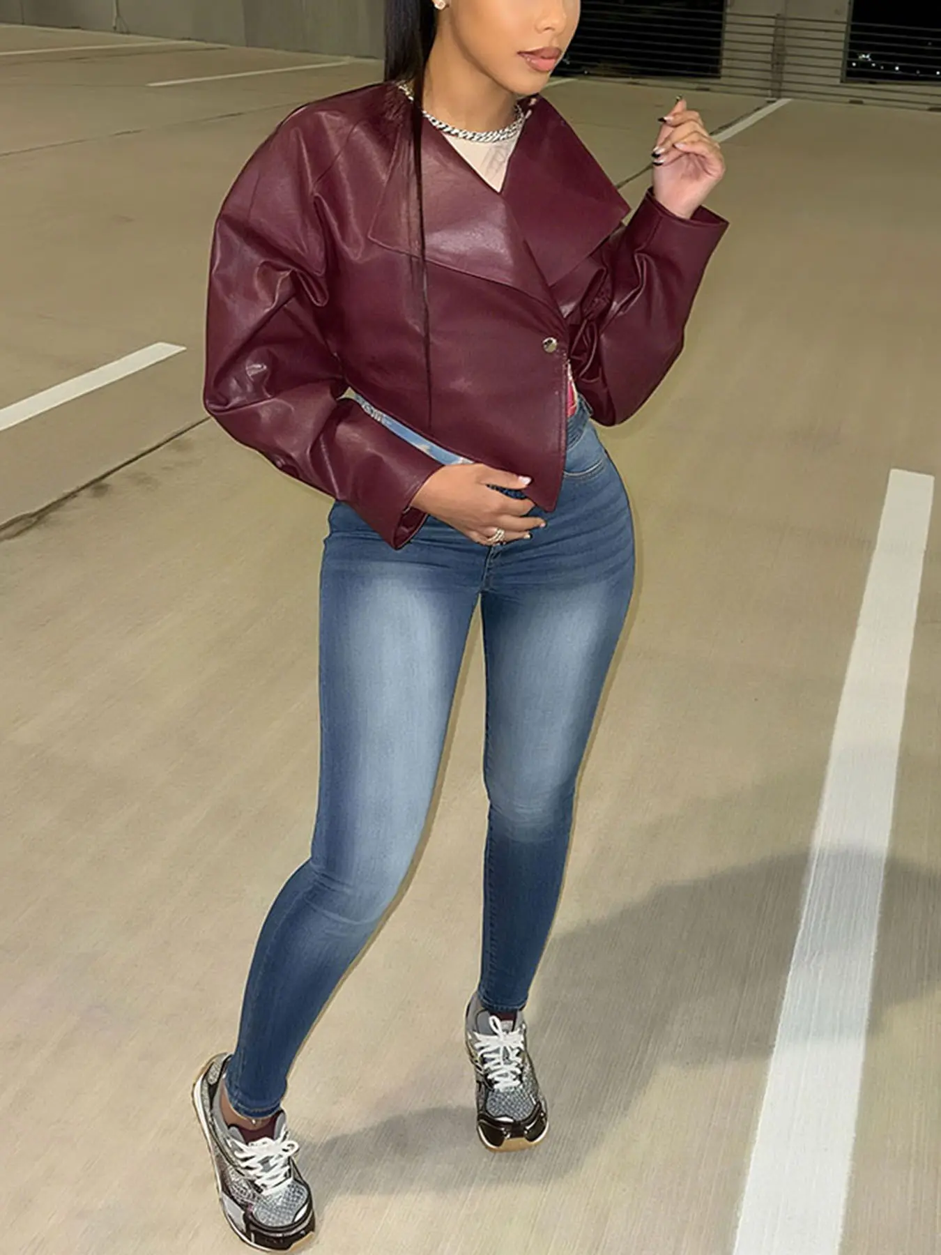 KLIOU Women's Sexy Fitted PU Leather Jacket, Plain Pattern, Casual Aesthetic Fall & Winter Outerwear, Waist-Cropped Design, Moderate Fabric Thickness - TikTok Shop KLIOU Women's Sexy Fitted PU Leather Jacket, Plain Pattern, Casual Aesthetic Fall & Winter Outerwear, Waist-Cropped Design, Moderate Fabric Thickness - TikTok Shop