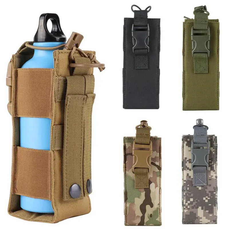 Molle Water Bottle Holster Pouch - Durable Outdoor Hiking Waist Bag, EDC Tool Holder, Canteen Carrier for Camping, Sports Riding, High-Strength, Outdoor Sports, Waist/Shoulder, Nylon, Unisex, 17X7x6 Cm, Hiking/Cycling, Elastic Power