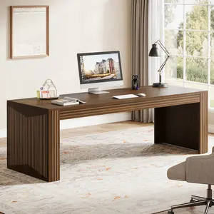 LITTLE TREE 79-Inch Extra Long Desk, Two Person Double Desk for Home Office, Wooden Long Computer Desk Writing Table for Office