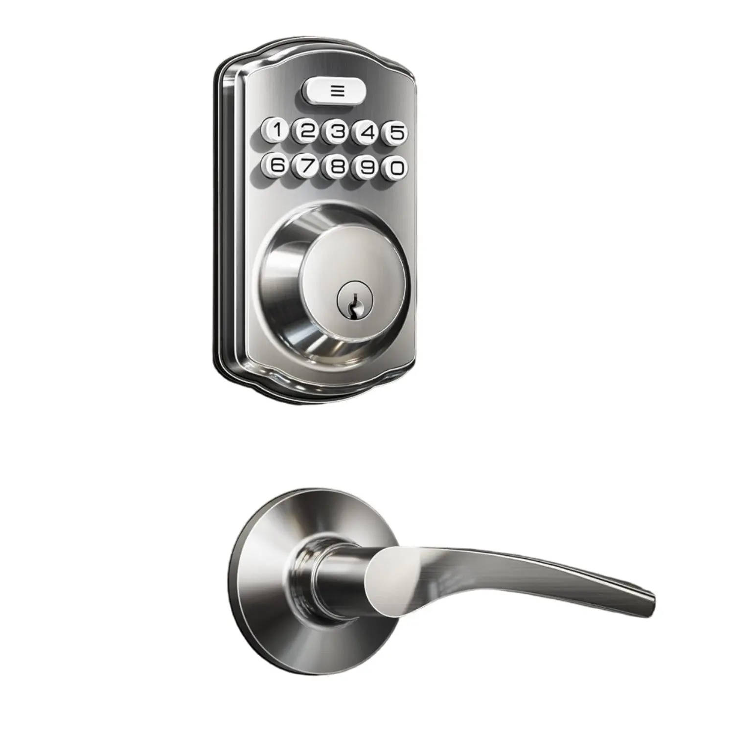 Keyless Entry KS01B Satin Nickel Keypad Deadbolt with Door Lever