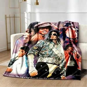 Michael Jackson Retro Printed HD Flannel Blanket, Soft Throw Blanket for Bedroom, Bed, Sofa, Travel, Office, All Season Solid Cover, Cozy Home Decor, Gift Idea adult children's blankets