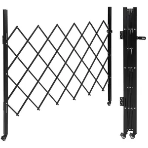 Scissor Gate Folding Security Door Gates, 61" H x 71" W Flexible Expanding Security Door - Steel Accordion, 360° Rolling Wheels with Padlock, Black