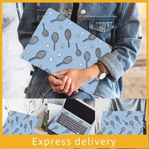 2-Piece Tennis Racket and Ball Pattern PVC Laptop Case Sticker, Scratch Resistant DIY Art Case for HP Dell, Lenovo, Apple,