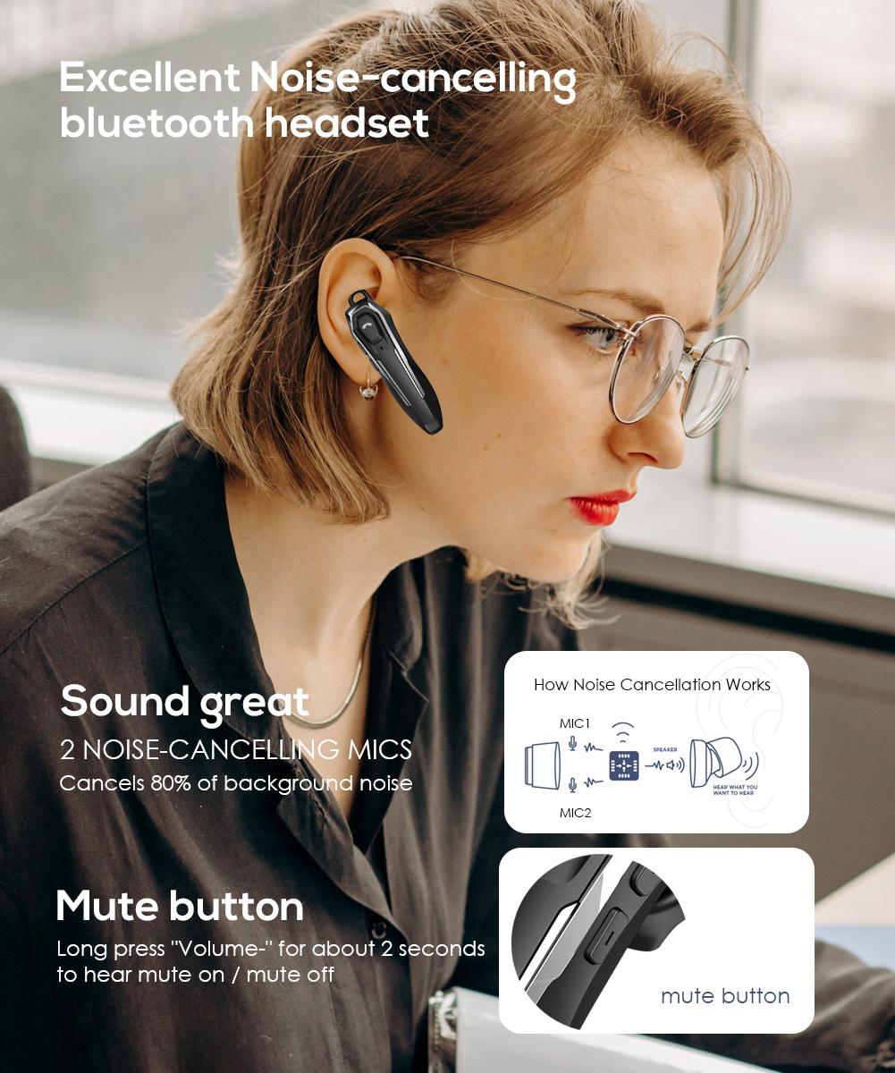 Noise-cancelling Bluetooth headphones for Office, Bluetooth 6.0 Headset, Multi-Device Connection, Fast Switching, AI Noise Cancelling Calls