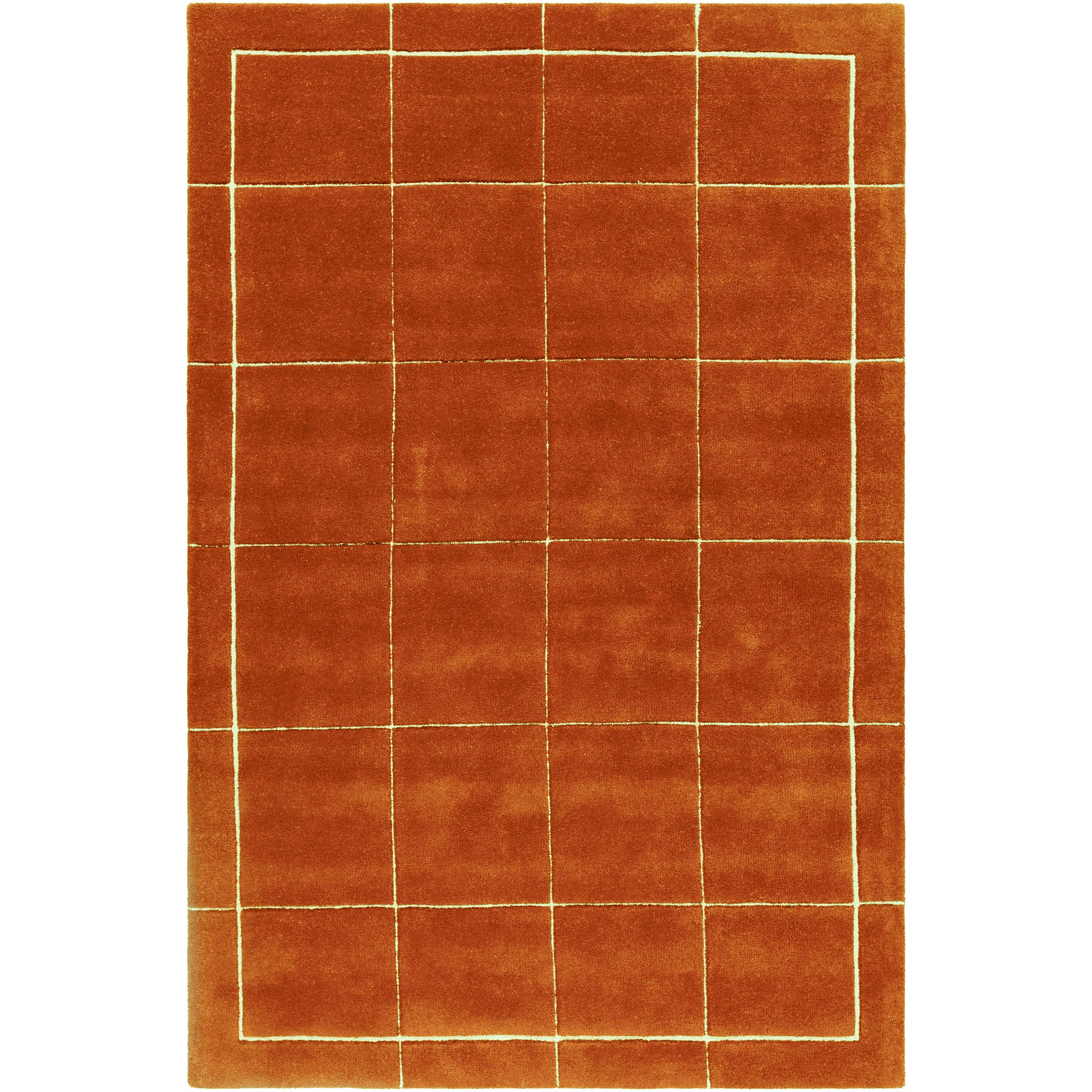 Siarl Burnt Orange Checkered Area Rug