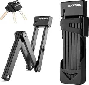 ROCKBROS Folding Bike Lock - 3 Keys, 3.79lb Heavy-Duty Anti-Theft Security Guard for Bicycles, Motorcycles, e-Bikes