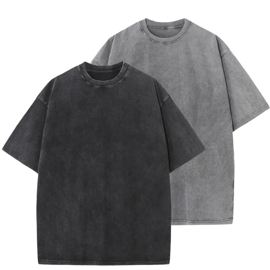 Two pack men’s crew neck short sleeve T shirts with a distressed, washed texture for a retro feel; street cool style. The crew neckline fits snugly without feeling tight, while the drop shoulder short sleeve design is loose and relaxed. Made from soft, sk