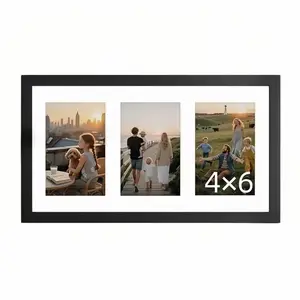 8x16 Inch Collage Wood Frame, Fits Three 4x6 Frames or One 8x16 Photo, Wall-Mounted Decorative Gallery Wall Frame, Ideal Gift and Memorial Collection