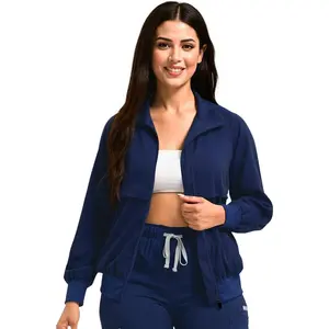 Scrub Jackets long Sleeve Medical Scrub Jackets Soft stretch nurse jacket with side pockets for Unisex Workwear