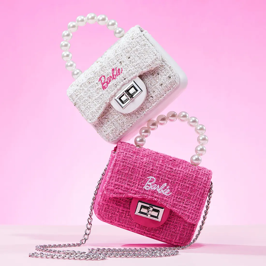 MINISO x Barbie Love Series Mini Crossbody Jelly Bag - Cute Handbag Mini Girls Bag with Pearl Chain Cute Birthday Gift Basket, Everyday Bags, Unique Bags