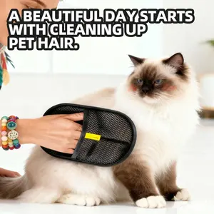 Pet Hair Removal Glove Dual-Sided Electrostatic Lint Remover Reusable Eco-Friendly Grooming Tool for Dog and Cat Hair on Clothes and Surfaces