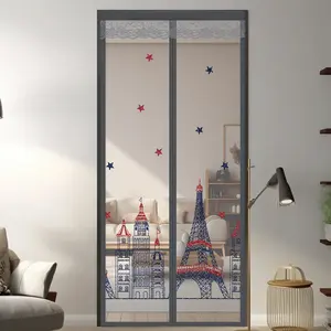 Modern Style Magnetic Center Opening Screen Door with Durable Mesh, Wear-Resistant, Easy to Install, Effective Anti-Mosquito Features,