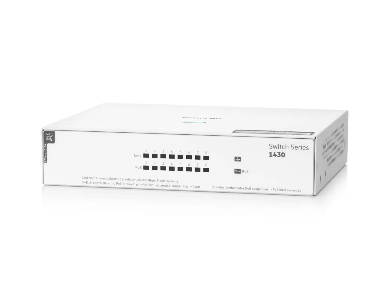 HPE Networking Instant On Switch 8p Gigabit CL4 PoE 64W 1430 (R8R46A#ABA) HPE Networking Instant On Switch 8p Gigabit CL4 PoE 64W 1430 (R8R46A#ABA)