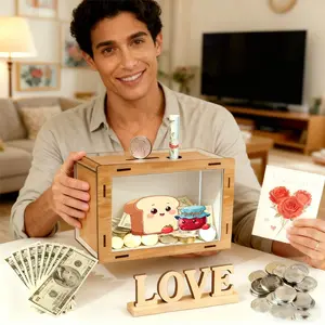 Transparent Savings Bank, Cute Watercolor Print, Ideal for Financial Planning, Coin Holder, Visible Design, Perfect Gift for Birthdays