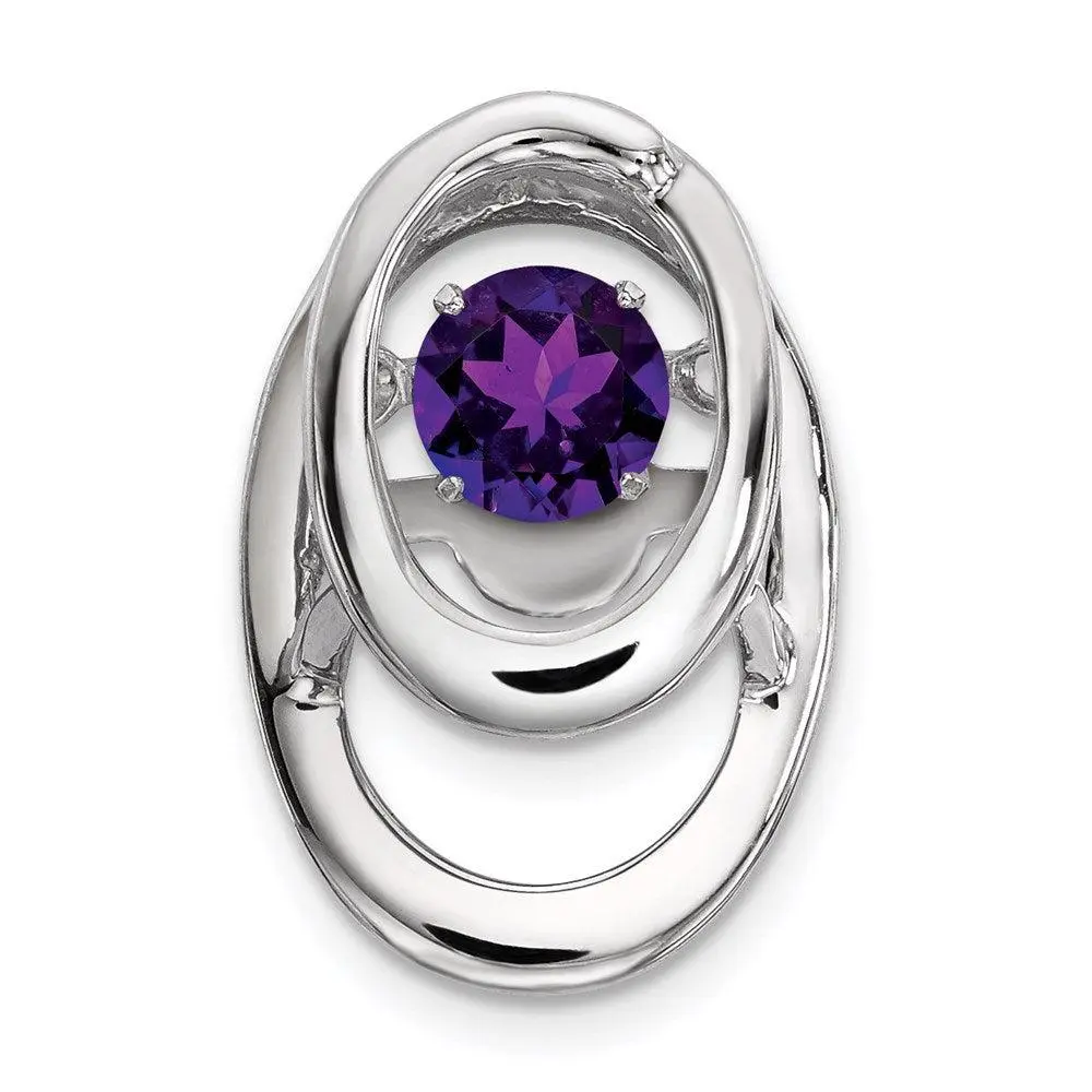 Sterling Silver February Amethyst Birthstone Chain Slide Necklace Layering Gift Women