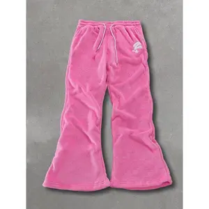 Unisex thermal-lined embroidered drawstring-waist sweatpants, casual street pocket trousers for daily wear, unisex bottoms for all seasons