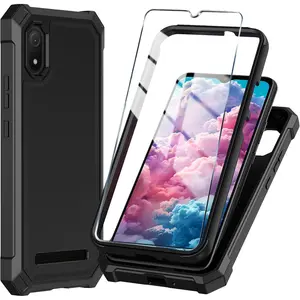 for Cloud Mobile Stratus C8 Phone Case with Tempered Glass Screen Protector,Slim Soft  Full- Protective Cover (Cloud Mobile Stratus C8,Black)