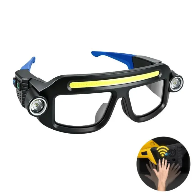 JOYTUTUS 2027 Rechargeable LED Glasses Headlamp Hand Wave Sensing, Type C USB Charging, 5 Mode COB Work Light, Dual Side Spotlights, IPX4 Waterproof, Lightweight Eyewear for Automotive, Motorcycle Tasks