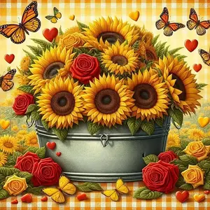 Sunflower Pattern DIY Diamond Arts Colorful Painting Kit without Frame, DIY 5D Diamond Arts Colorful Painting Kit, Wall Art Decor for Home