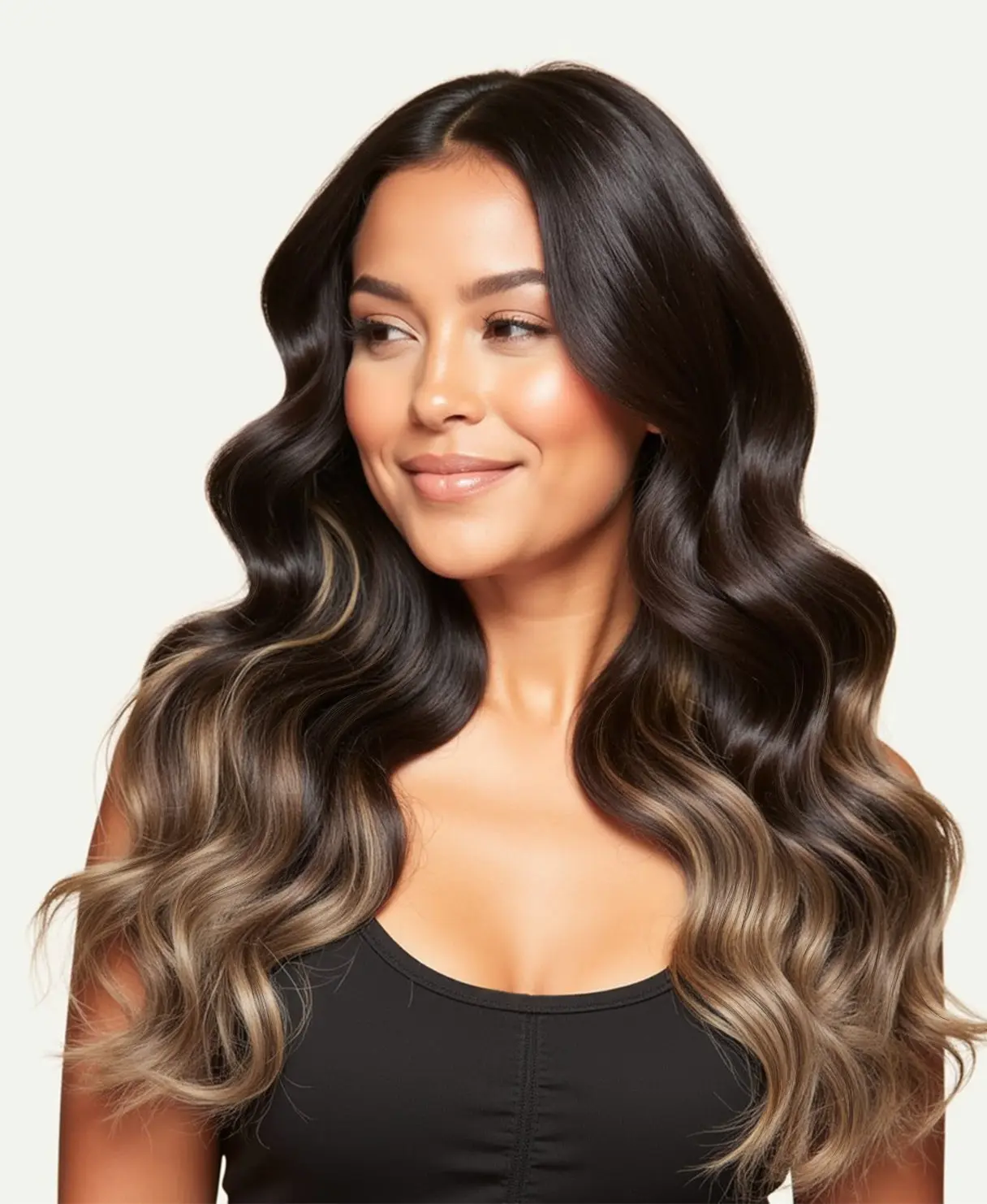 clip-in volumizer ash brown balayage.