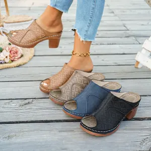 Peep Toe Block Heel Sandals