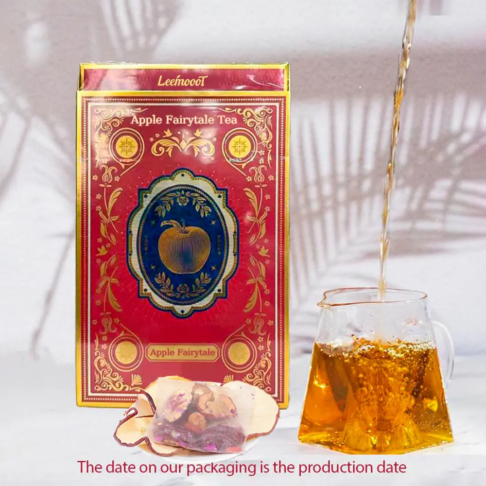 Apple Fairytale Tea 136g 17g×8pcs 1 packs make 100oz Caffeine Free With apple slices , jujube, hawthorn, wolfberry, rose, longan