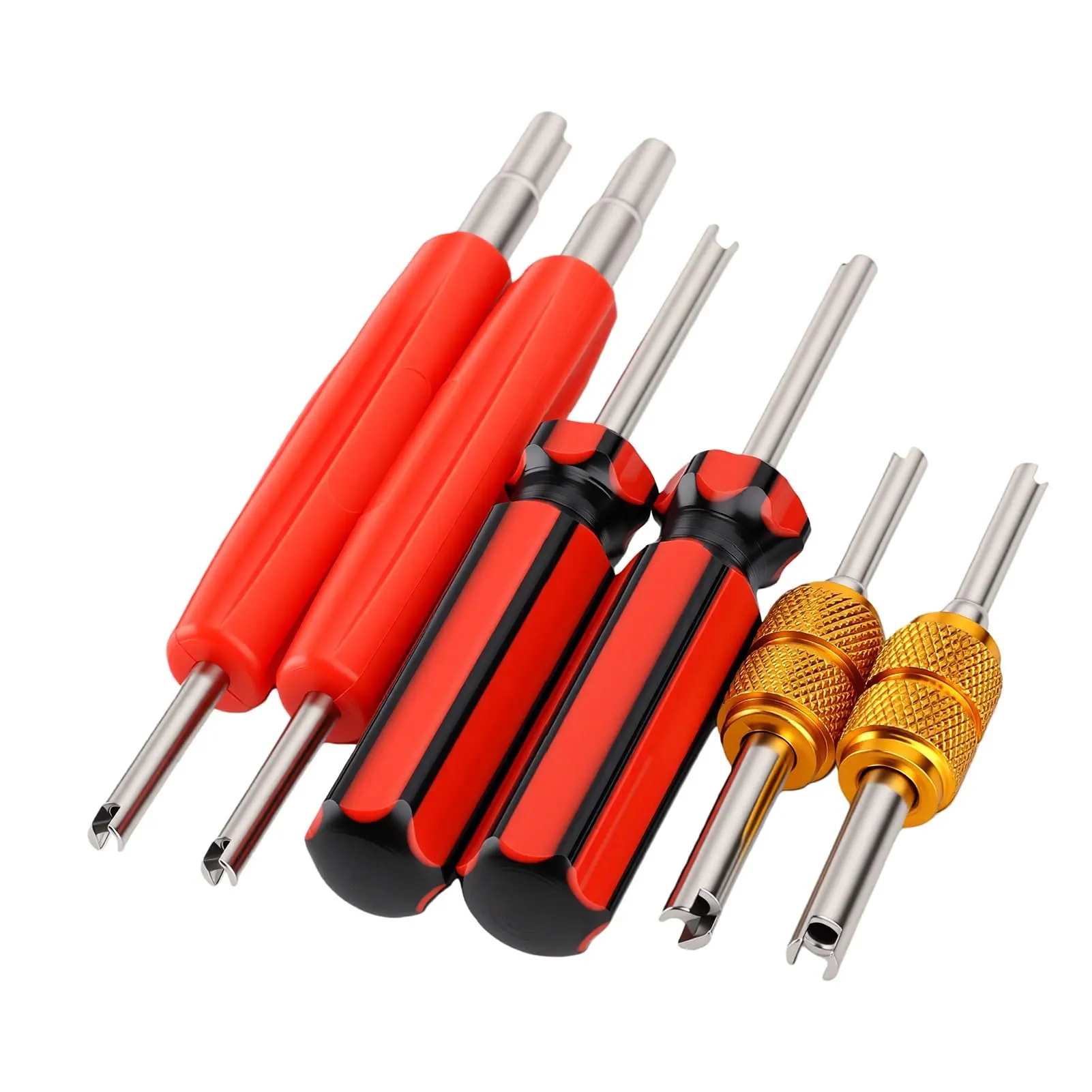 6Pcs Valve Stem Removal Tool Kit, Schrader Valve Core Remover for A/C HVAC System, Air Conditioning Line Repair Tools, Compatible with R134a R12 R22 R32 R410A Refrigerant