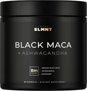 40,000mg 40x Strength Organic Black Maca Root w. Ashwagandha - #1 Highest Potency Black Maca Root Capsules for Men Supplement 40:1 Extract - 100% Pure Maca Peruana Maca Powder Pills Gelatinized