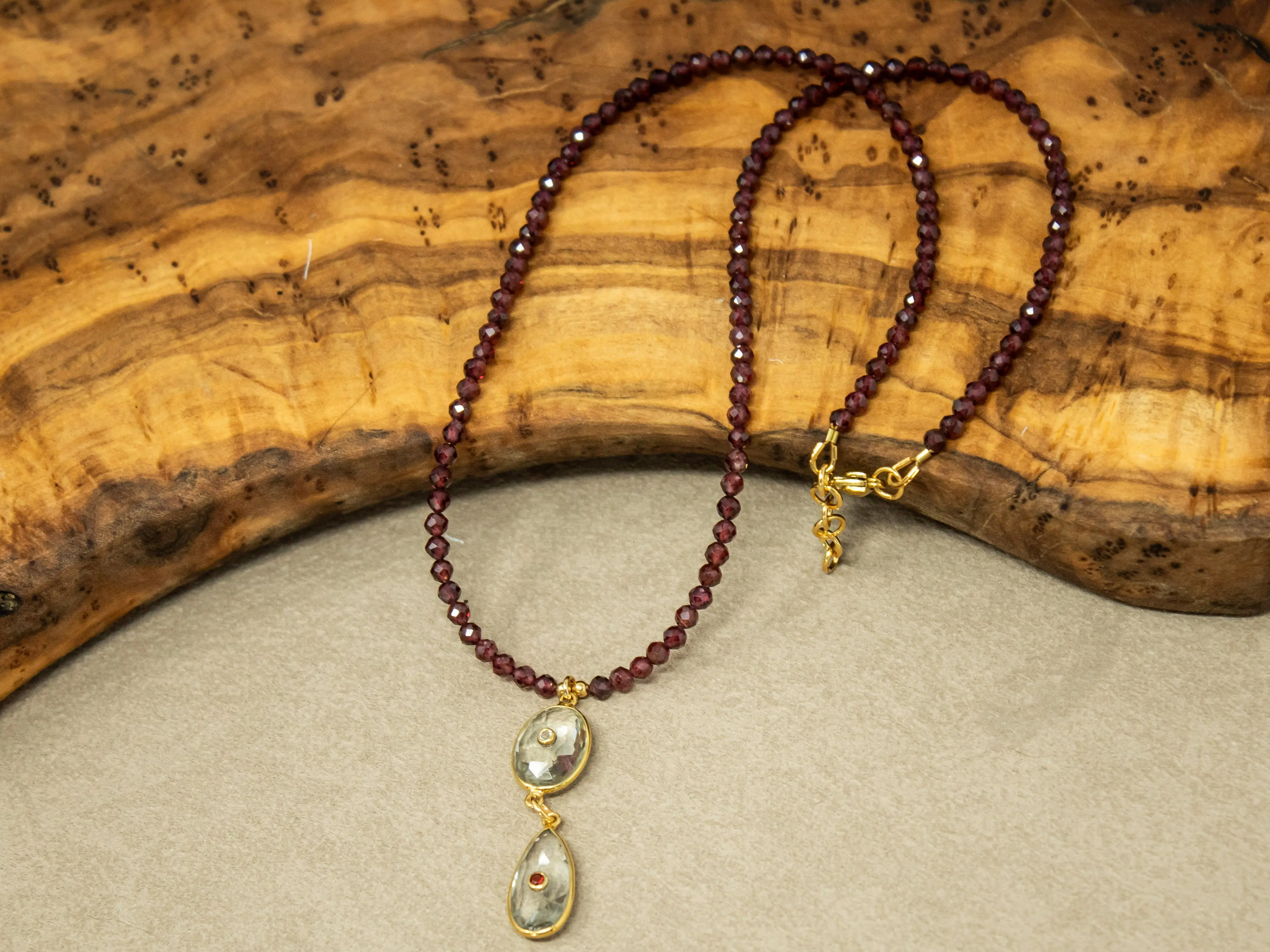 Garnet and Inlayed Prasiolite Necklace