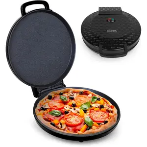 Countertop Pizza Maker 12 inch Pizzas Machine, Newly improved Cool-touch Handle Non-Stick plates Pizza oven & Calzone Maker, Electric Oven for Home or School, 12" Indoor Grill/Griddle, Black
