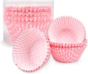 SURUIHK Strawberry Printed Cupcake Liners for Baking 100PCS Muffin Liners Standard Paper Baking Cups Non Stick Greaseproof Cupcake Wrappers for Wedding Birthday Party Polka Dots