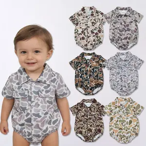 Baby Boy Camo Button-Up Romper Infant Hunting Outfit Soft & Comfortable High-Quality Children's Clothing